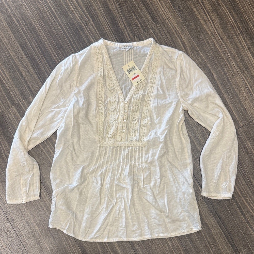Lucky Brand White Blouse with Lace Detail